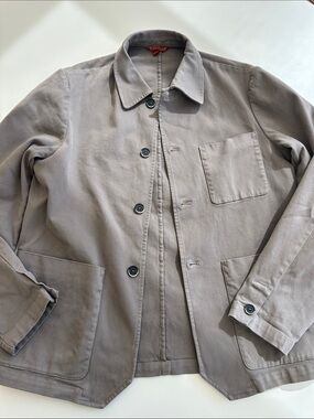 Barrena Men's Chore Coat- Button-Front Gray Workwear Jacket. Size 48 IT
